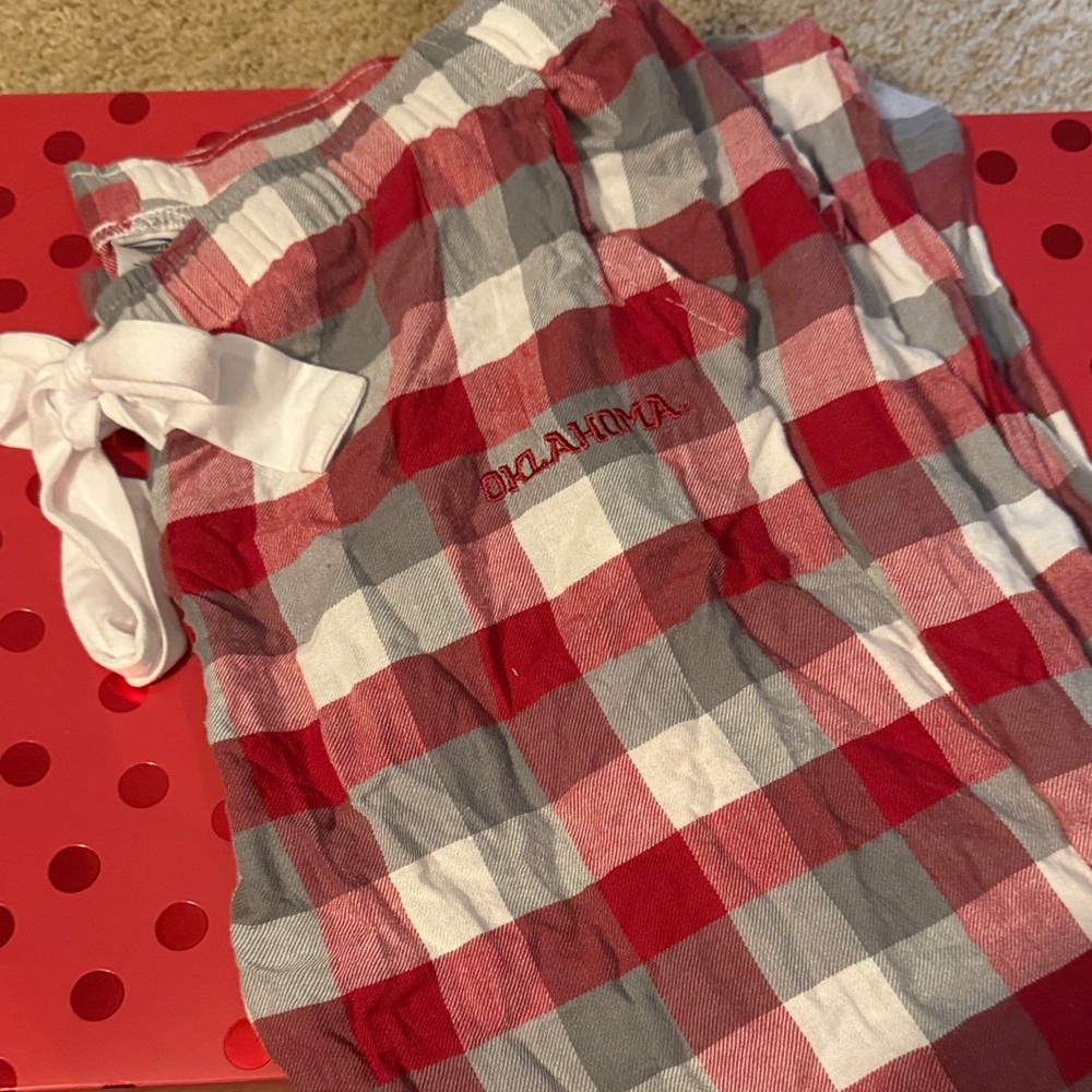 Women’s Oklahoma University Red and Gray Checkered Pajama Pants